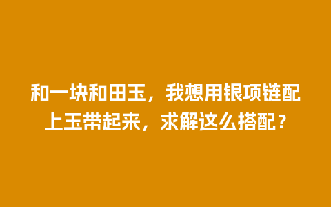 和一块和田玉，我想用银项链配上玉带起来，求解这么搭配？