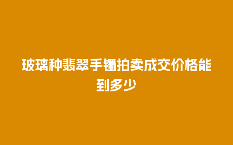 玻璃种翡翠手镯拍卖成交价格能到多少