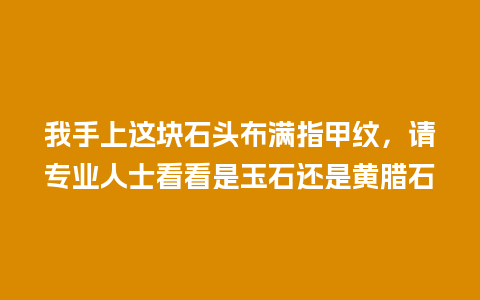 我手上这块石头布满指甲纹，请专业人士看看是玉石还是黄腊石