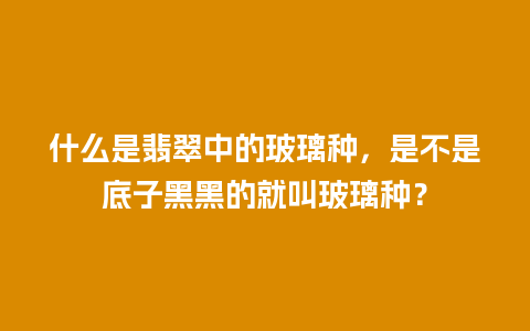 什么是翡翠中的玻璃种，是不是底子黑黑的就叫玻璃种？