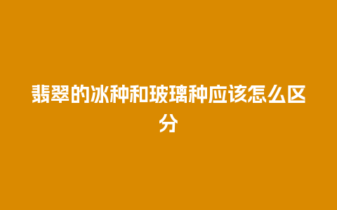 翡翠的冰种和玻璃种应该怎么区分