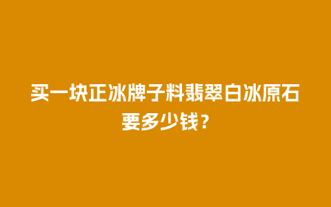 买一块正冰牌子料翡翠白冰原石要多少钱？