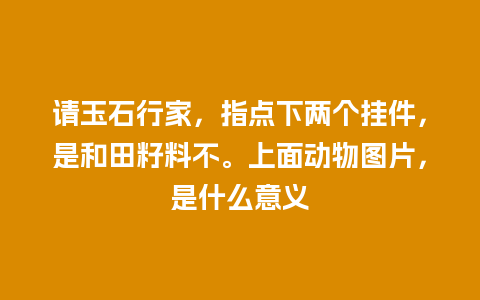 请玉石行家，指点下两个挂件，是和田籽料不。上面动物图片，是什么意义