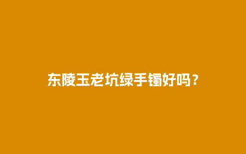 东陵玉老坑绿手镯好吗？