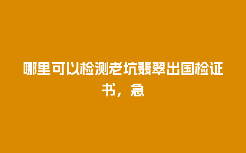 哪里可以检测老坑翡翠出国检证书，急