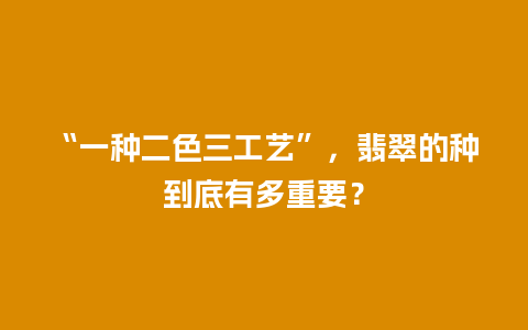 “一种二色三工艺”，翡翠的种到底有多重要？