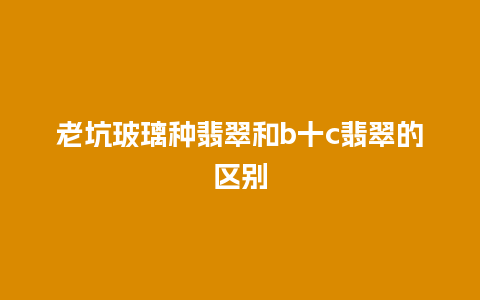 老坑玻璃种翡翠和b十c翡翠的区别