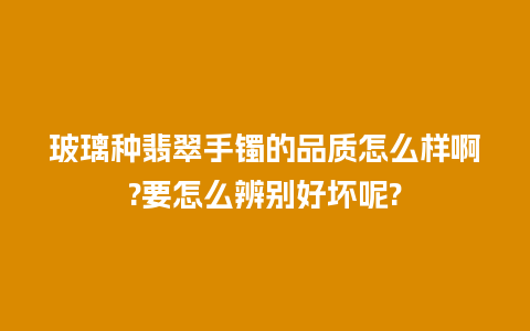 玻璃种翡翠手镯的品质怎么样啊?要怎么辨别好坏呢?