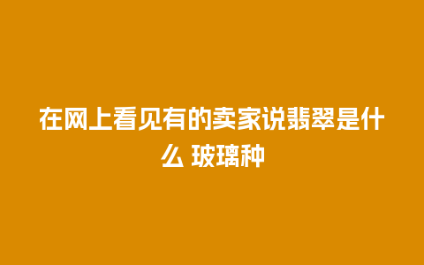 在网上看见有的卖家说翡翠是什么 玻璃种