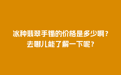 冰种翡翠手镯的价格是多少啊？去哪儿能了解一下呢？