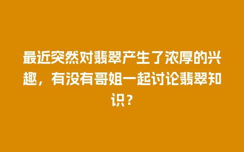 最近突然对翡翠产生了浓厚的兴趣，有没有哥姐一起讨论翡翠知识？