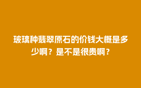 玻璃种翡翠原石的价钱大概是多少啊？是不是很贵啊？