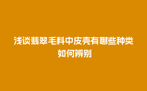 浅谈翡翠毛料中皮壳有哪些种类 如何辨别