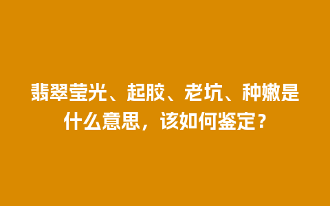 翡翠莹光、起胶、老坑、种嫩是什么意思，该如何鉴定？