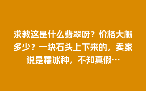 求教这是什么翡翠呀？价格大概多少？一块石头上下来的，卖家说是糯冰种，不知真假…