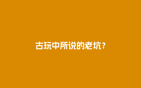 古玩中所说的老坑？