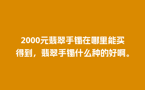 2000元翡翠手镯在哪里能买得到，翡翠手镯什么种的好啊。