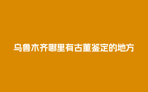 乌鲁木齐哪里有古董鉴定的地方