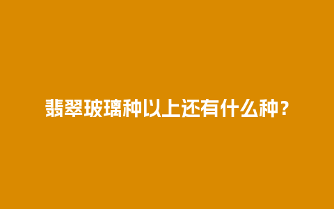 翡翠玻璃种以上还有什么种？