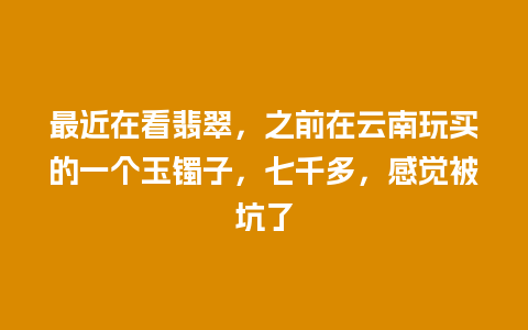 最近在看翡翠，之前在云南玩买的一个玉镯子，七千多，感觉被坑了