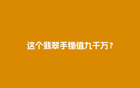 这个翡翠手镯值九千万？