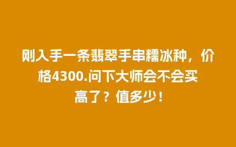 刚入手一条翡翠手串糯冰种，价格4300.问下大师会不会买高了？值多少！