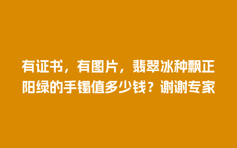 有证书，有图片，翡翠冰种飘正阳绿的手镯值多少钱？谢谢专家