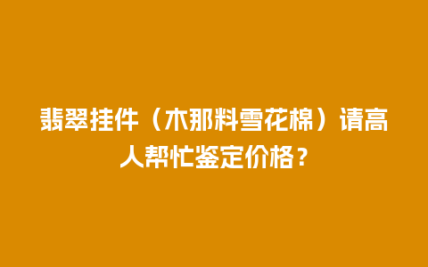 翡翠挂件（木那料雪花棉）请高人帮忙鉴定价格？