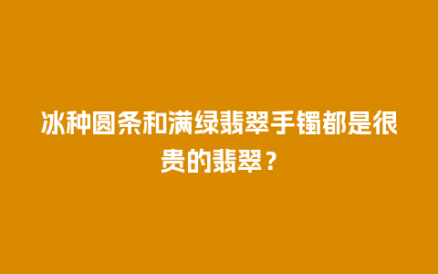 冰种圆条和满绿翡翠手镯都是很贵的翡翠？