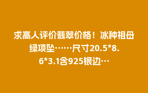 求高人评价翡翠价格！冰种祖母绿项坠……尺寸20.5*8.6*3.1含925银边…