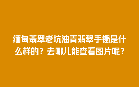 缅甸翡翠老坑油青翡翠手镯是什么样的？去哪儿能查看图片呢？