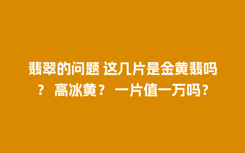 翡翠的问题 这几片是金黄翡吗？ 高冰黄？ 一片值一万吗？