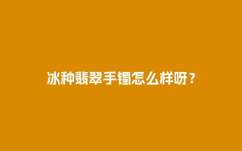 冰种翡翠手镯怎么样呀？