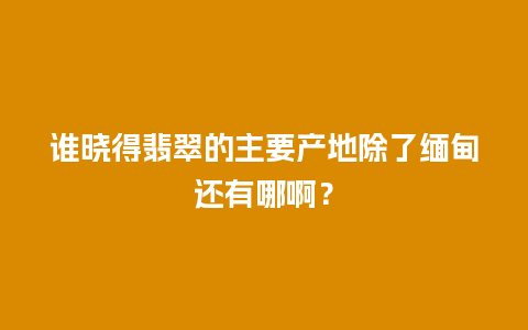 谁晓得翡翠的主要产地除了缅甸还有哪啊？