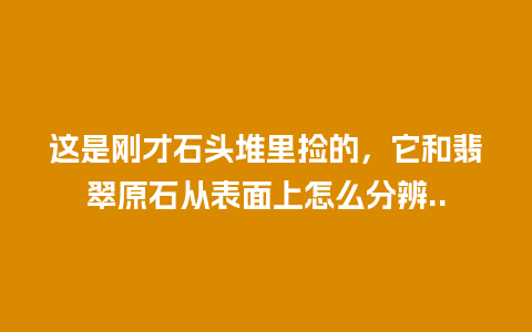 这是刚才石头堆里捡的，它和翡翠原石从表面上怎么分辨..