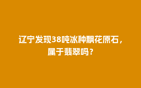 辽宁发现38吨冰种飘花原石，属于翡翠吗？