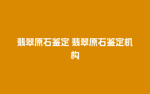 翡翠原石鉴定 翡翠原石鉴定机构