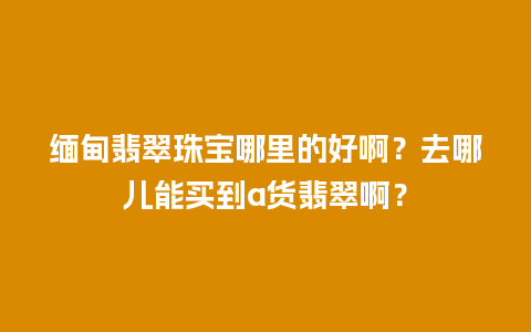 缅甸翡翠珠宝哪里的好啊？去哪儿能买到a货翡翠啊？