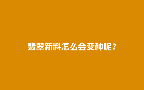 翡翠新料怎么会变种呢？