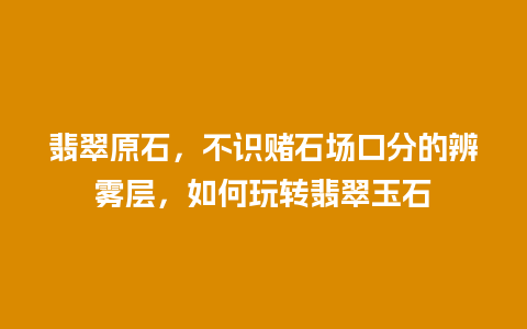 翡翠原石，不识赌石场口分的辨雾层，如何玩转翡翠玉石