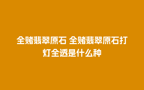 全赌翡翠原石 全赌翡翠原石打灯全透是什么种