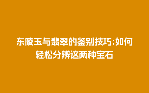 东陵玉与翡翠的鉴别技巧:如何轻松分辨这两种宝石