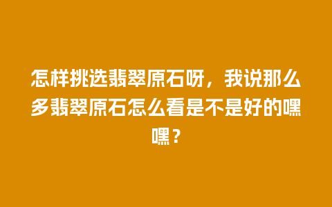 怎样挑选翡翠原石呀，我说那么多翡翠原石怎么看是不是好的嘿嘿？