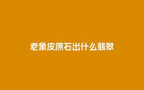 老象皮原石出什么翡翠