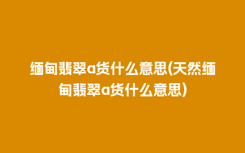 缅甸翡翠a货什么意思(天然缅甸翡翠a货什么意思)