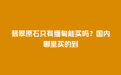 翡翠原石只有缅甸能买吗？国内哪里买的到
