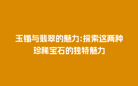 玉镯与翡翠的魅力:探索这两种珍稀宝石的独特魅力