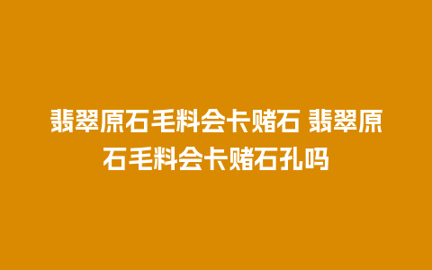 翡翠原石毛料会卡赌石 翡翠原石毛料会卡赌石孔吗