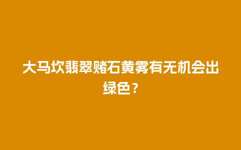 大马坎翡翠赌石黄雾有无机会出绿色？