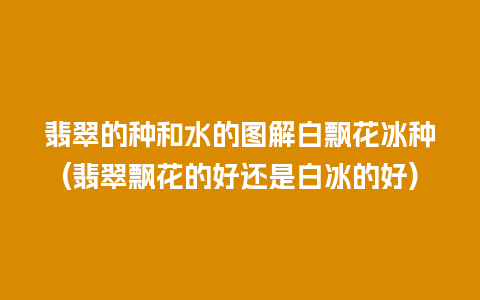 翡翠的种和水的图解白飘花冰种(翡翠飘花的好还是白冰的好)